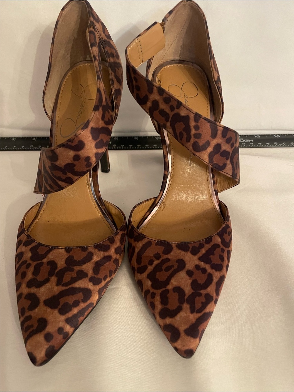 Jessica Simpson Leopard-Print Pointed-Toe Heels in Brown